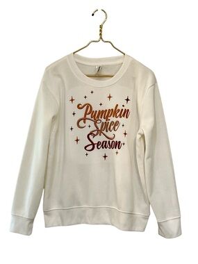 Pumpkin Spice Season Embroidered Graphic Sweatshirt Fall Crewneck XL